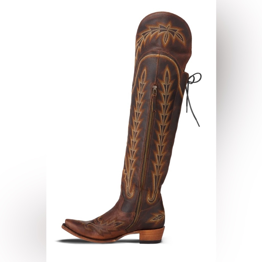 Lanes Lexington Oak Brown Leather Knee-High Boots - Picture 3 of 6